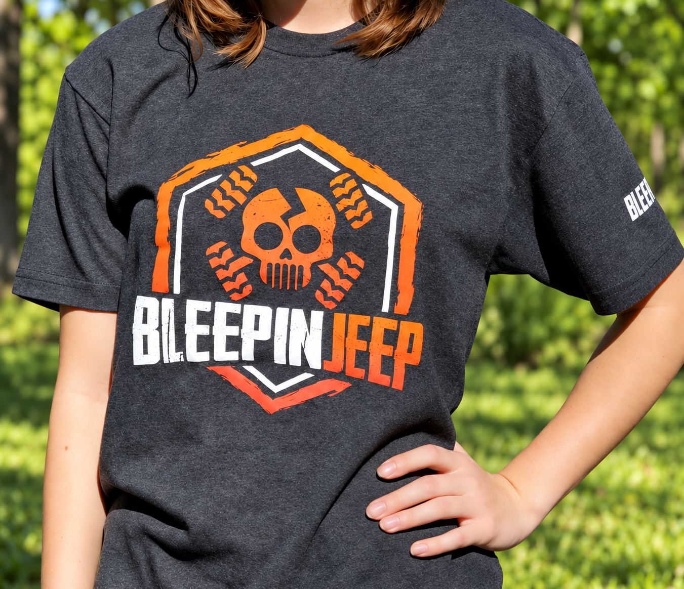 BleepinJeep Logo T-Shirt - Charcoal Gray - Image 2